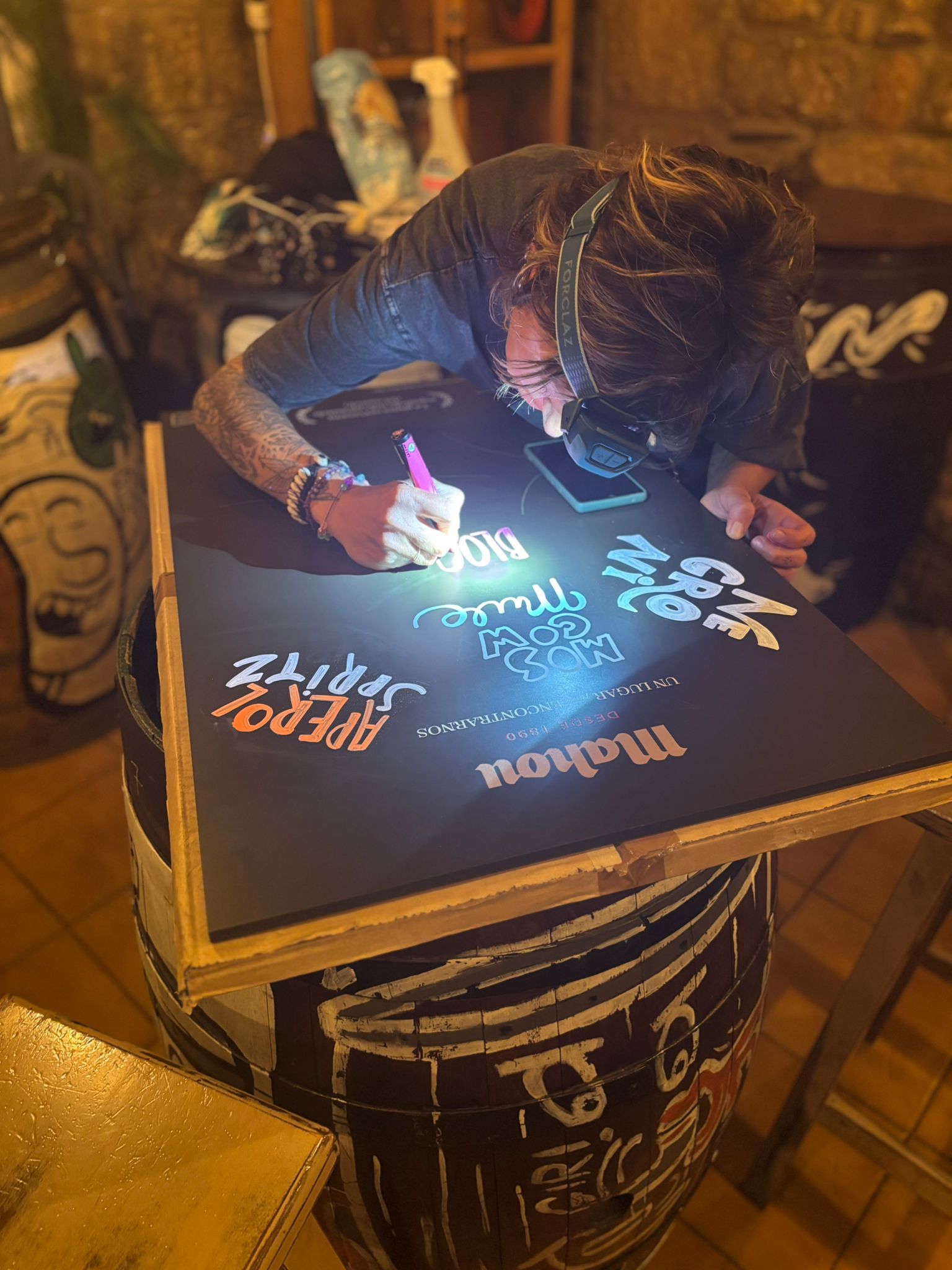 lettering de pissarra de bar